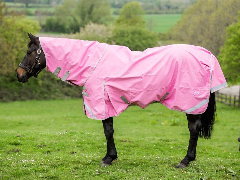 Lightweight 100g Detachable Neck Horse Turnout Rug - Baby Pink