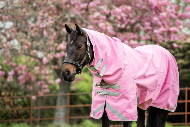 Lightweight 100g Detachable Neck Horse Turnout Rug - Baby Pink