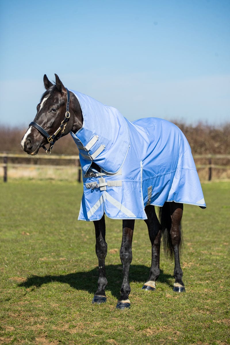 Lightweight 100g Detachable Neck Horse Turnout Rug - Cornflower