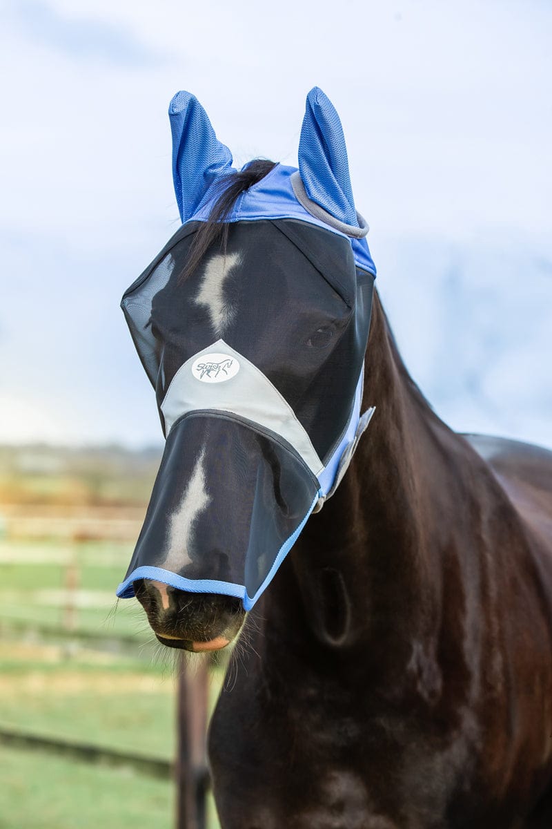 Horse Fly Mask With Nose - Cornflower