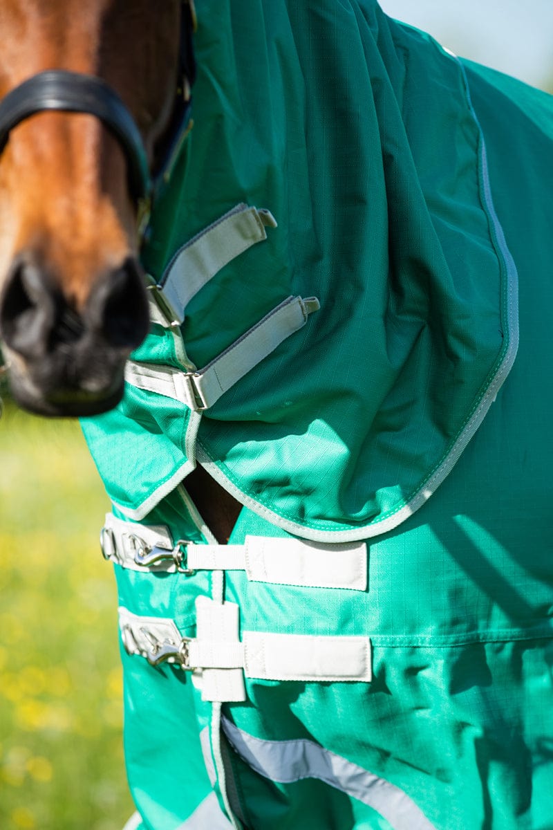 Medium weight 200G Detachable Neck Horse Turnout Rug - Green