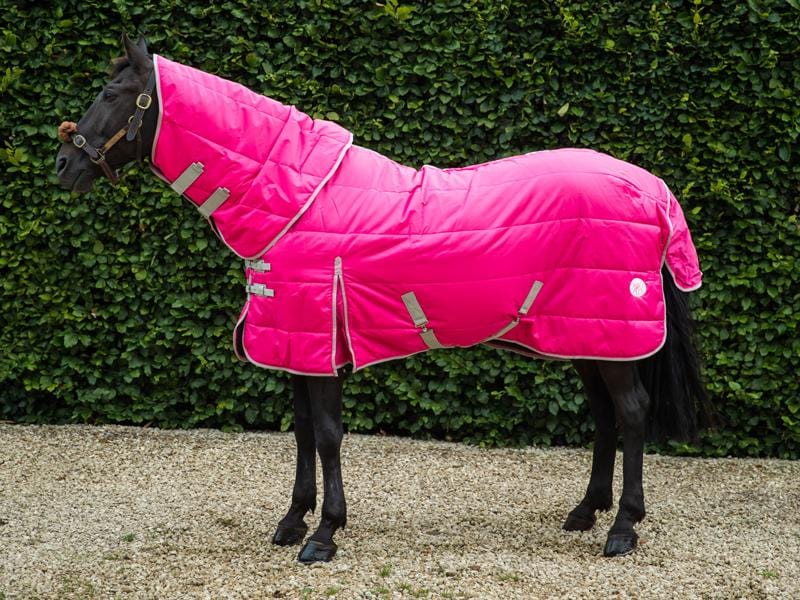 Lightweight 100g Horse Stable Rug With Detachable Neck - Hi Vis Pink