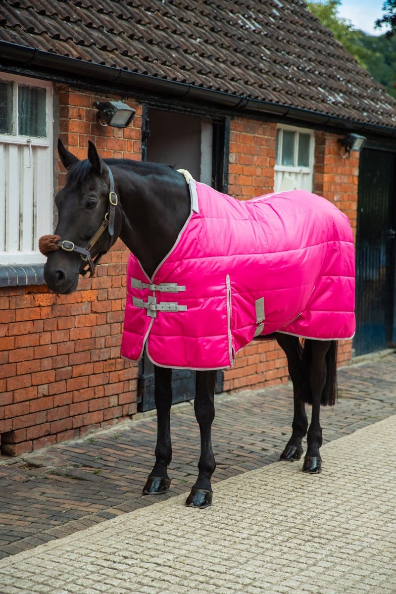 Lightweight 100g Horse Stable Rug With Detachable Neck - Hi Vis Pink