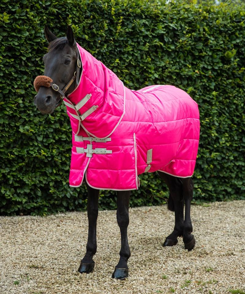 Lightweight 100g Horse Stable Rug With Detachable Neck - Hi Vis Pink